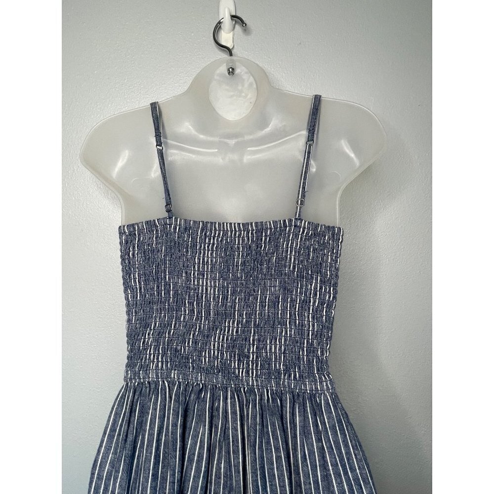 Abercrombie & Fitch Striped Jumpsuit Romper SZ S Wide Legs Linen Pockets - Picture 3 of 14